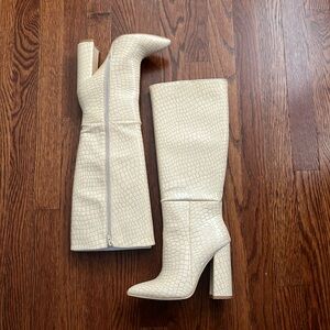 Cream Heel Boots